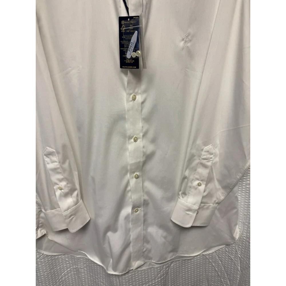 Polo Ralph Lauren Mens Classic Fit 16 1/2 32/33 Core Replen ll White Long Sleeve